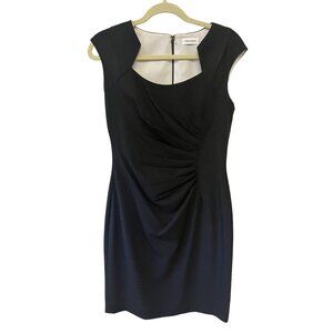 Calvin Klein womens black sleeveless body con ruched side lined dress sz 8